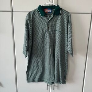 High Styles Casual Wear Mens XXL Green Gingham Check Polo Shirt Short Sleeve